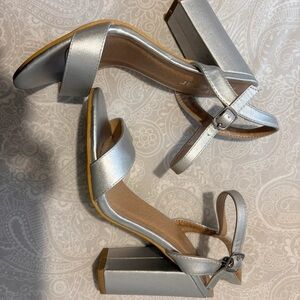 Elegant Silver Ankle Strap Heels